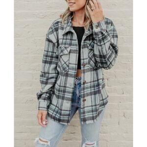 Love Tree Plaid Jacket in Gray and Black